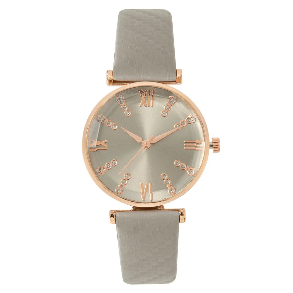 Luxury Ladies Brand Diamond Roman Design Lady Watches Dress Quartz Watch Fashion Green Leather Strap Women Wristwatches