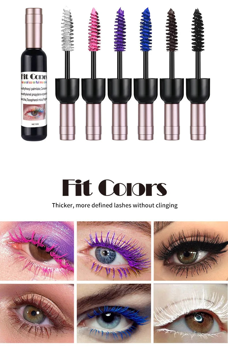 1PC Colorful Eyelash Mascara EyeLashes Extension Curling Lengthen White Purple Cosplay Makeup Glitter Point Diamond Mascara