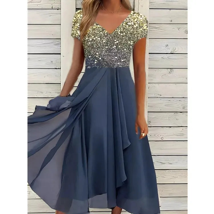 Women'S Dress Chiffon Elegant Lace Patchwork Dress Cut-Out Long Dress Bridesmaid Evening Dress   Vestidos 2025