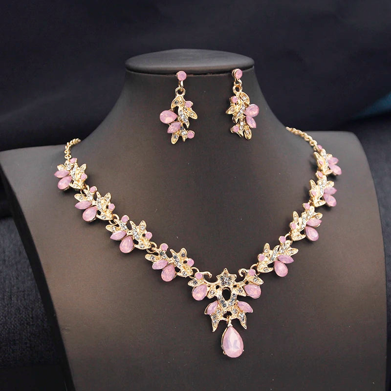 14 Color Fashion Necklace Sets for Women Waterdrop Collar Choker Necklace Earring Jewelry Set for Prom Birthday Bridal Wedding