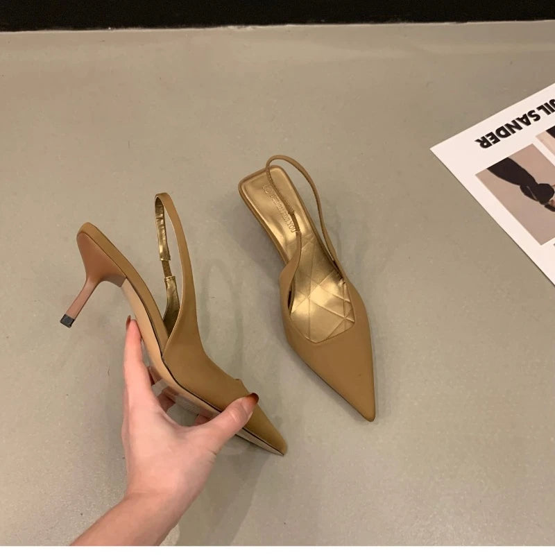 Ladies Shoes 2024 High Quality Slip on Women's Pumps Autumn Pointed Toe Solid Fashion Shallow Mouth High Heels