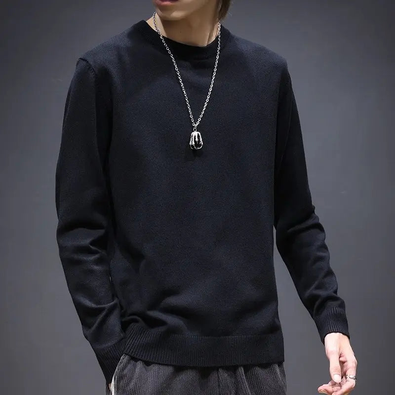 Sweater Men's Young Knitted Solid Color Casual Pullover Round Neck Sweaters