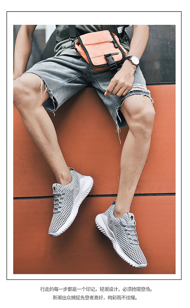 Men Sneakers Lightwhite Breathable Running Shoes for Men Mesh Summer Lace-Up Outdoor Walking Shoe Zapatillas De Deporte