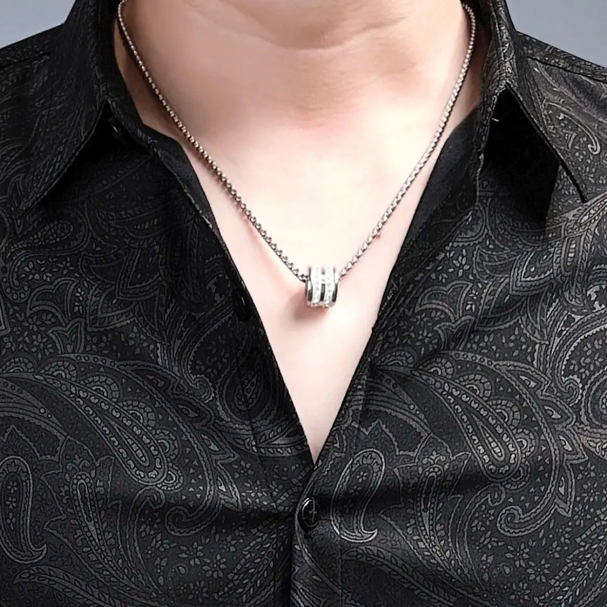 New Spring Summer Men Premium Print Casual Slim Fit Long Sleeve Shirt