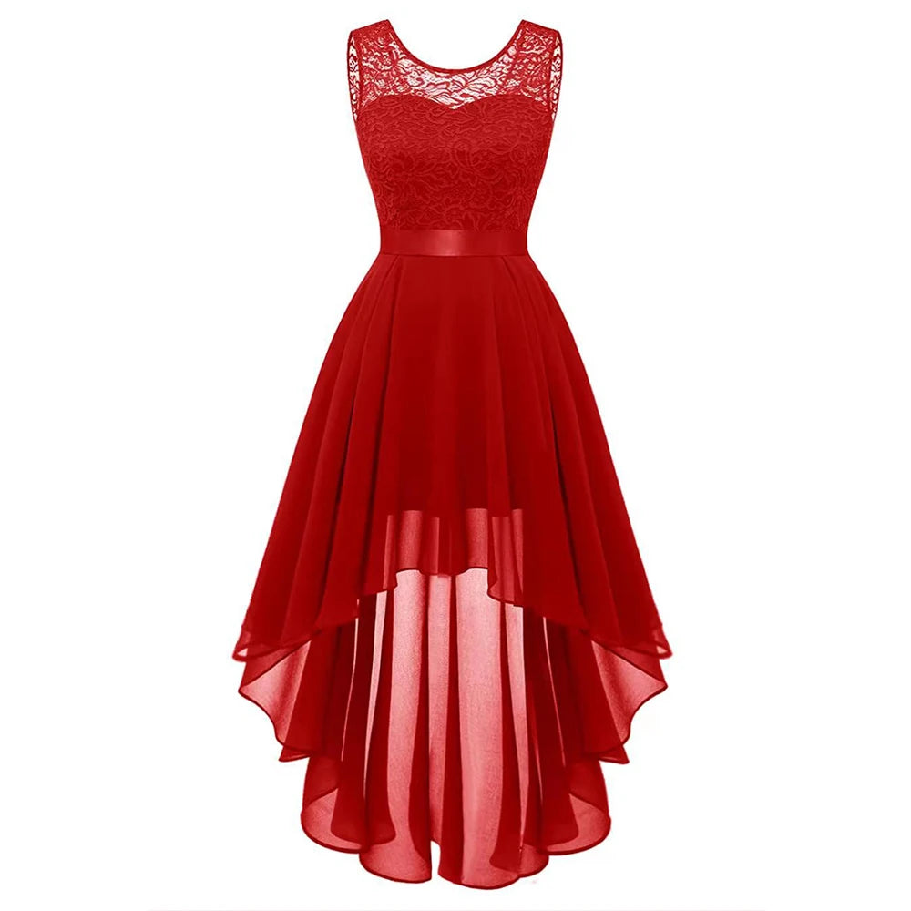 Lady Evening Gowns Dress Plus Size Formal Occas Lace Sleeveless Dress Elegant Solid Fashion Wedding Party Female Dresses