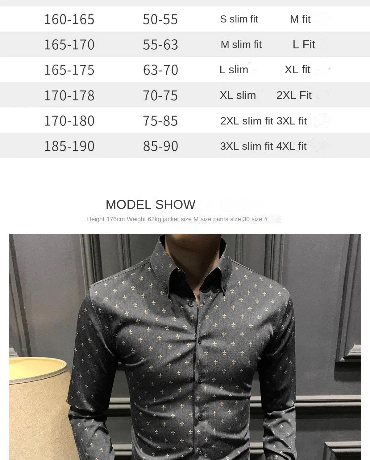 New Spring Autumn Printed Fashionable Men's Long-sleeved Shirts Slim Shirts Trendy Casual Business Tops No Ironing Anti-wrinkle