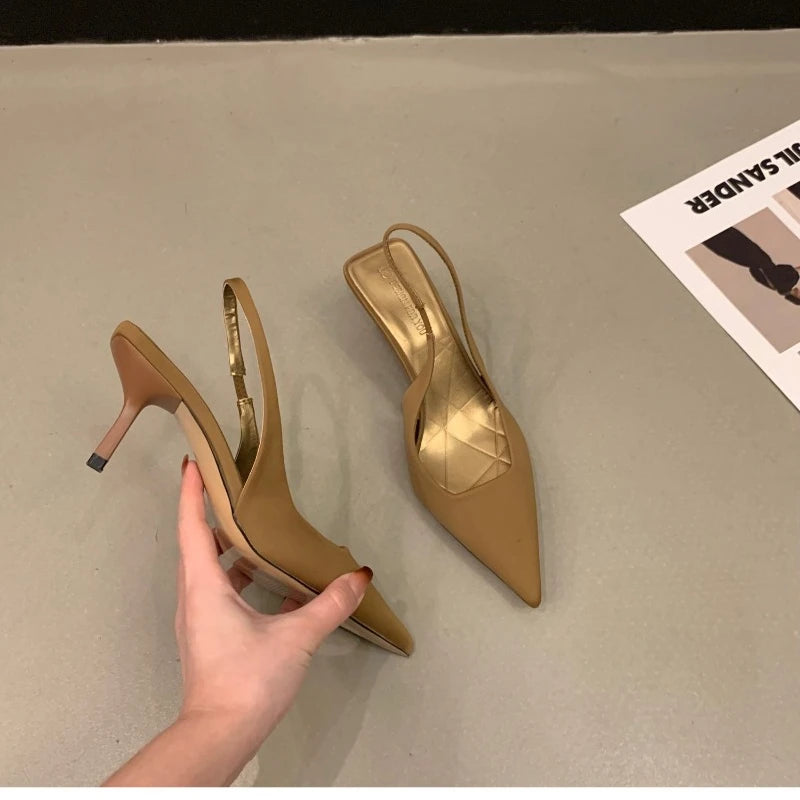 Ladies Shoes 2024 High Quality Slip on Women's Pumps Autumn Pointed Toe Solid Fashion Shallow Mouth High Heels