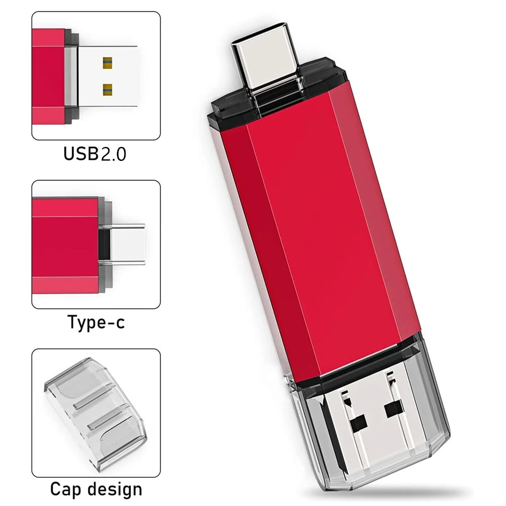 BINFUL 2NI1 TYPE-C USB 2.0 Flash Drive 2TB 1TB 512GB High speed Pen drive with key chain Memory stick Creative Business gift U d