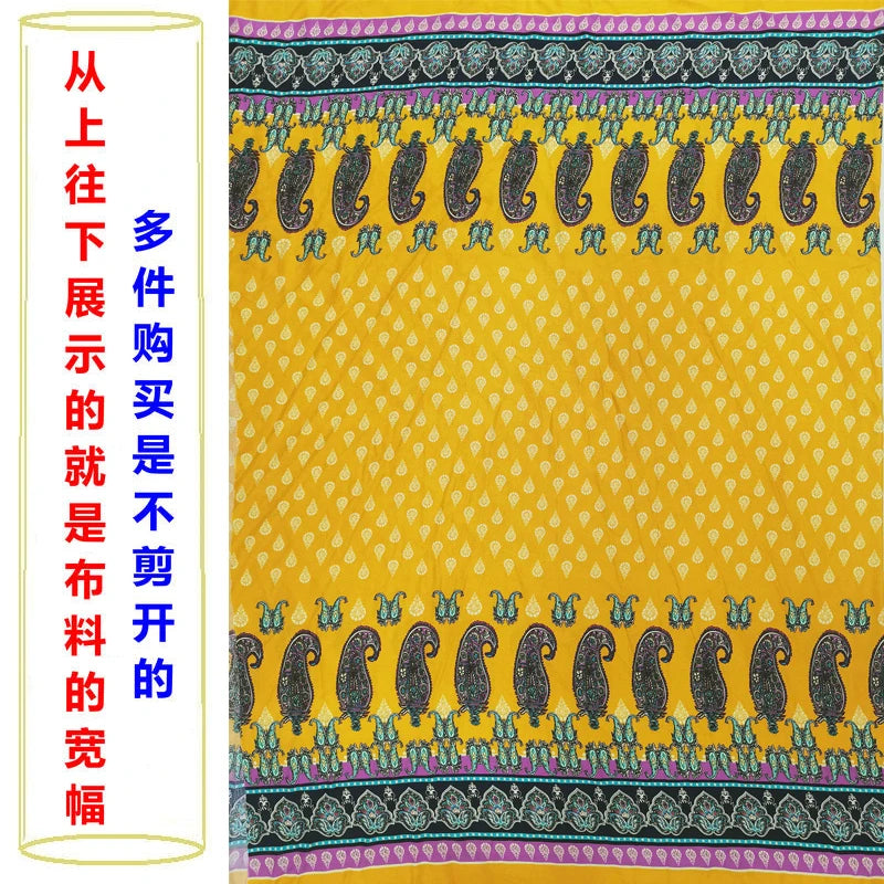 Summer Printed Rayon Fabric Soft Comfortable By The Meter for Women\'s Dress Shirts Diy Sewing Cloth Flowers Breathable Green