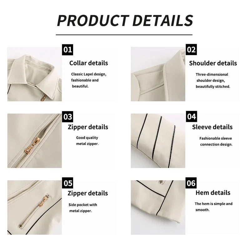 Red PU Faux Leather Jacket Women fashion Casual Biker Jackets Outwear Female Tops spring and autumn Black Leather Jacket Coat