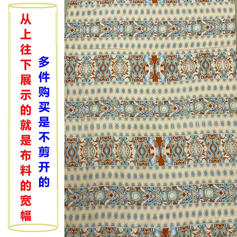 Summer Printed Rayon Fabric Soft Comfortable By The Meter for Women\'s Dress Shirts Diy Sewing Cloth Flowers Breathable Green