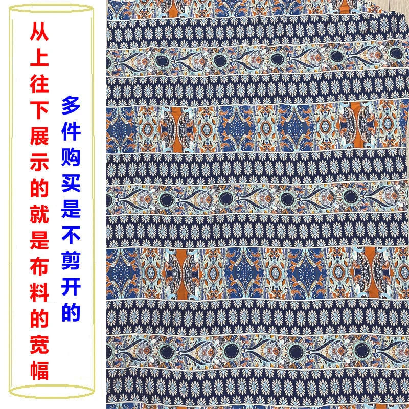 Summer Printed Rayon Fabric Soft Comfortable By The Meter for Women\'s Dress Shirts Diy Sewing Cloth Flowers Breathable Green